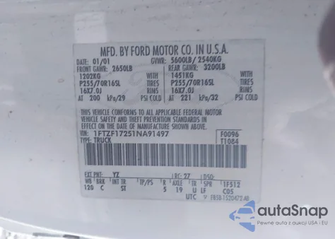 2001 Ford F-150 Xl/Xlt from USA, damaged, VIN 1FTZF17251NA91497